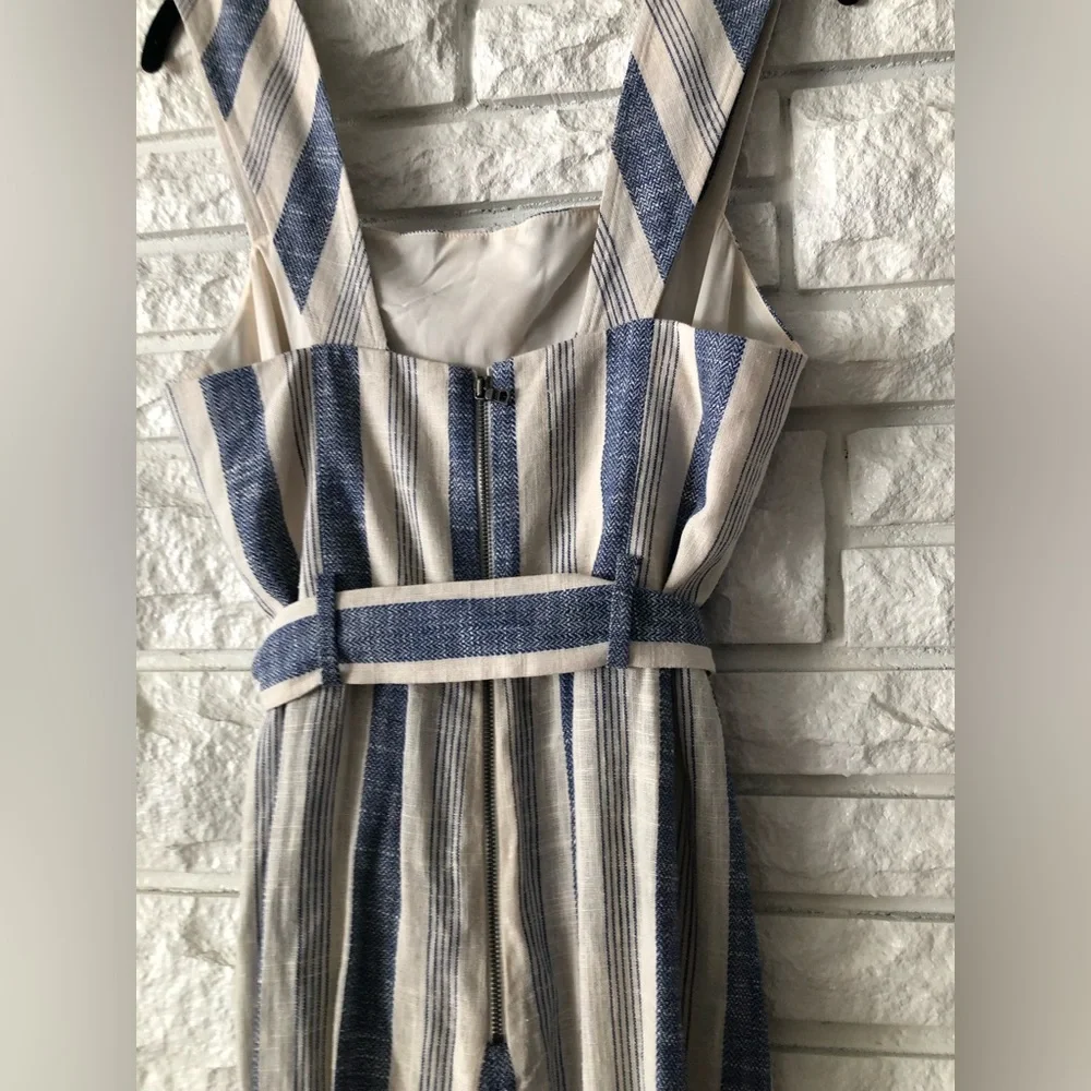 Alice + Olivia Marty Belted Striped Linen-Blend Jumpsuit - Picture 11 of 16